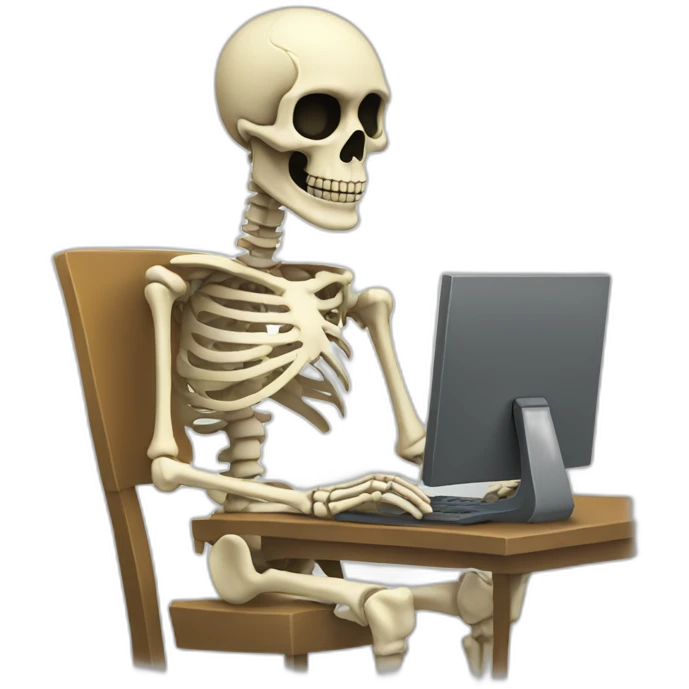 Skeleton developer on a computer emoji