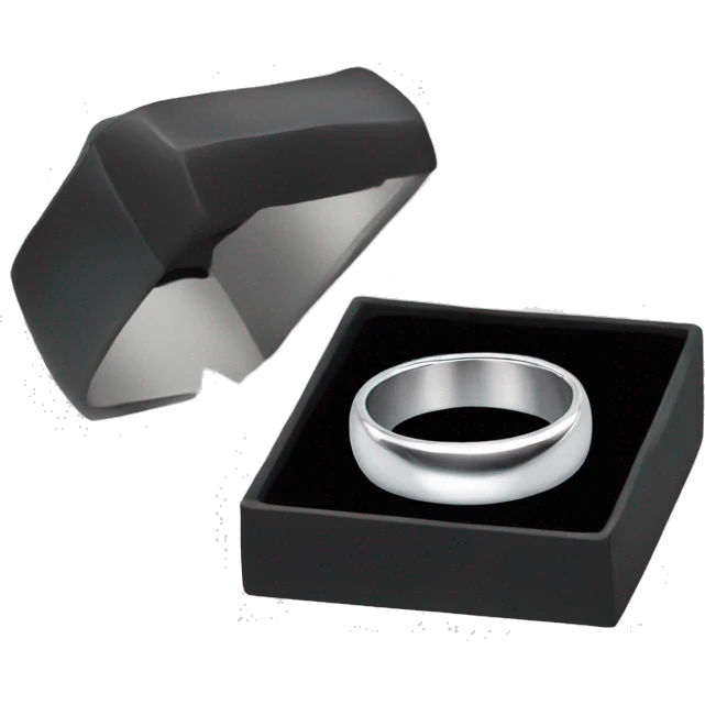 silver wedding band in a black ring box emoji