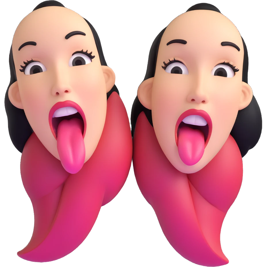 woman with two heads sticking out their tongues emoji