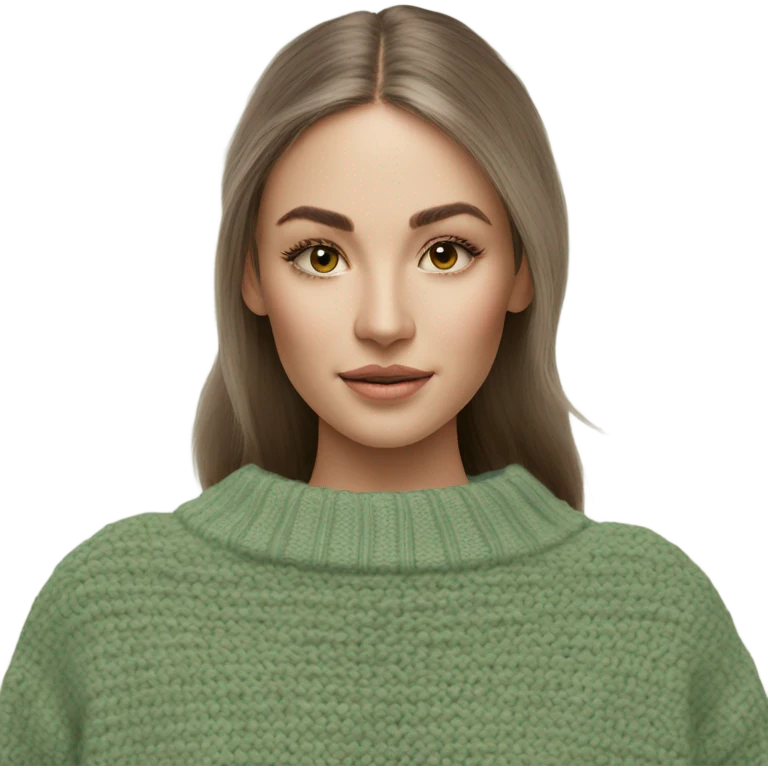 Sage and green cropped oversize wool sweater, isolated emoji