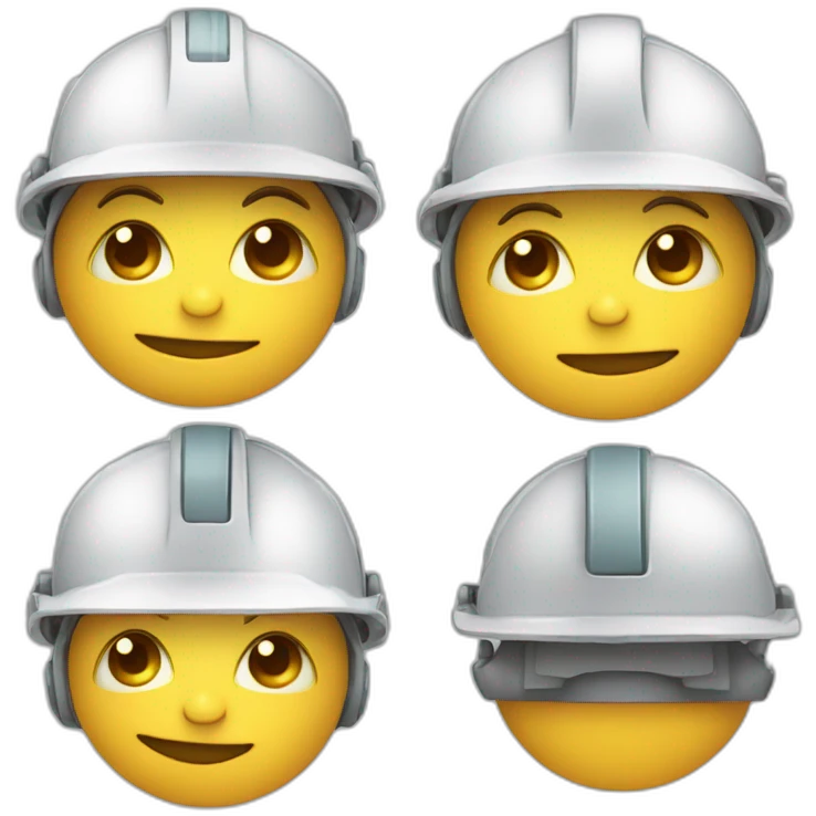 cute robot with a round face and ears wearing construction hat emoji