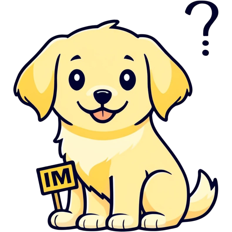 white golden retriever holding an im stupid sign emoji