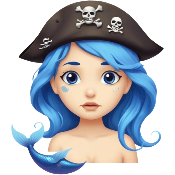 a sad mermaid wearing pirate hat  emoji