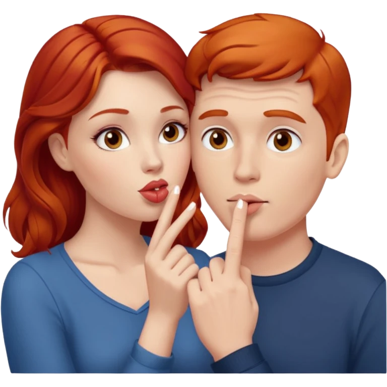 couple consisting of white man and redhead woman blowing eachother a kiss  emoji