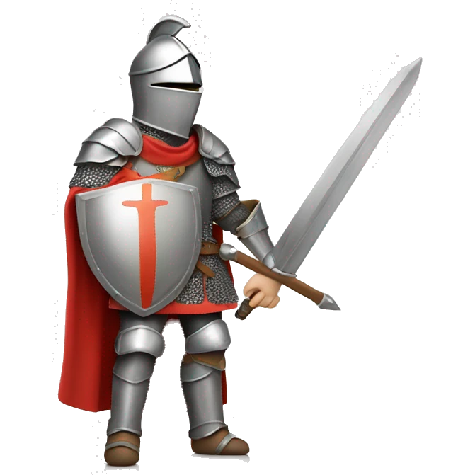 knight in armor wielding sword and shield emoji