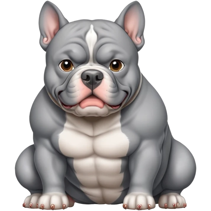 American Bully with cropped ears. Silver-gray fur. emoji