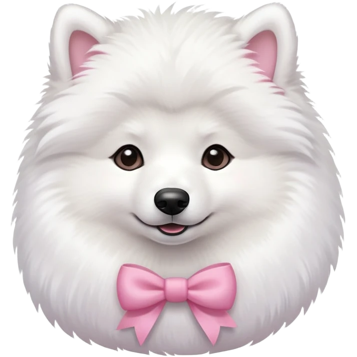 American Eskimo wearing a bow emoji