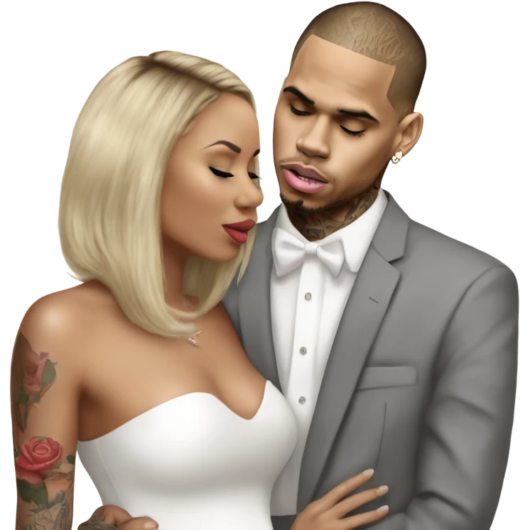 Hyper Realistic Chris Brown  Karruche Tran romantic photo  emoji