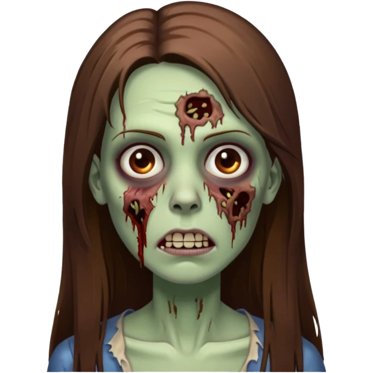 Zombie woman with straight brown long hair emoji
