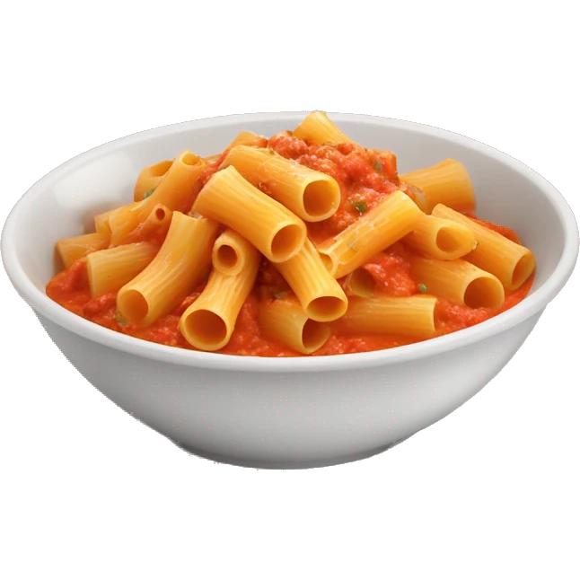 Bowl of rigatoni pasta and vodka sauce emoji