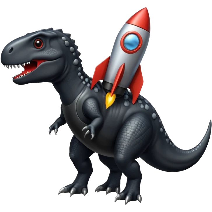 black Dinosaurs with Rocket emoji