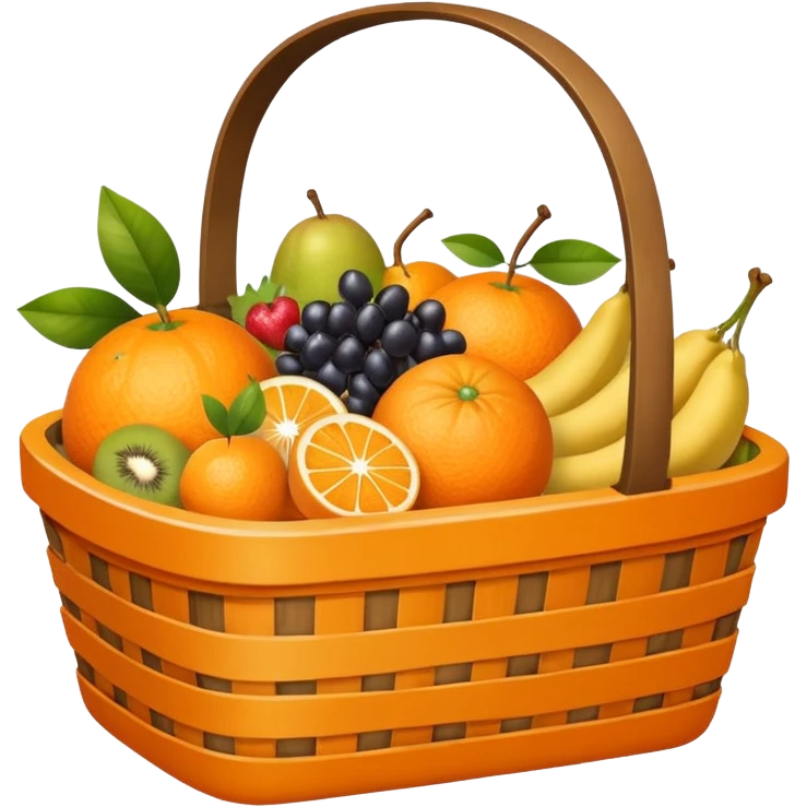 Orange plaid lining basket with both food, drink and fruits emoji