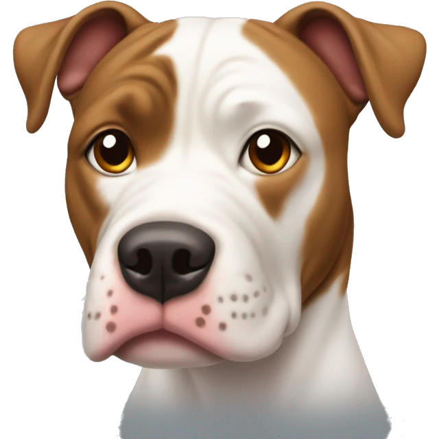 Pitt bull dog with white face and brown ears and nose  emoji