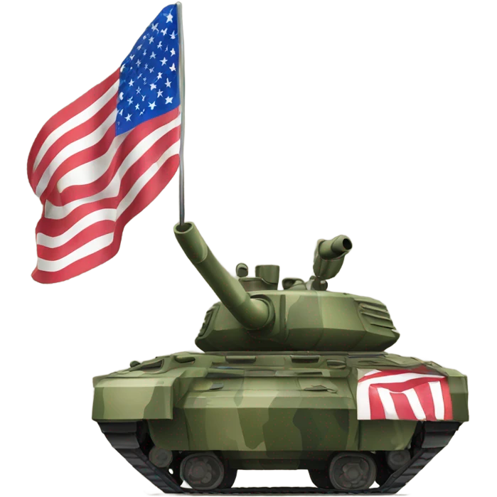 Camouflage cartoon tank with American flag emoji