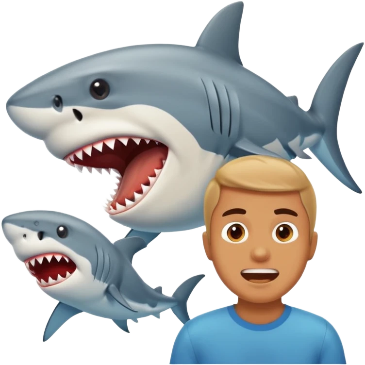 Man getting bit by shark emoji