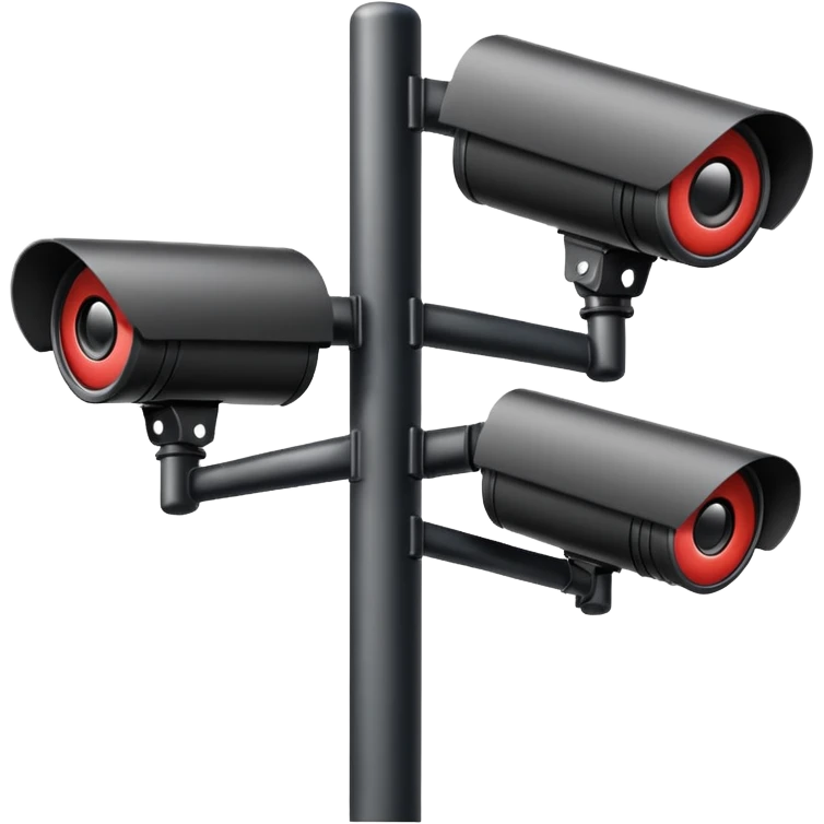 CCTV cameras on a pole in black emoji