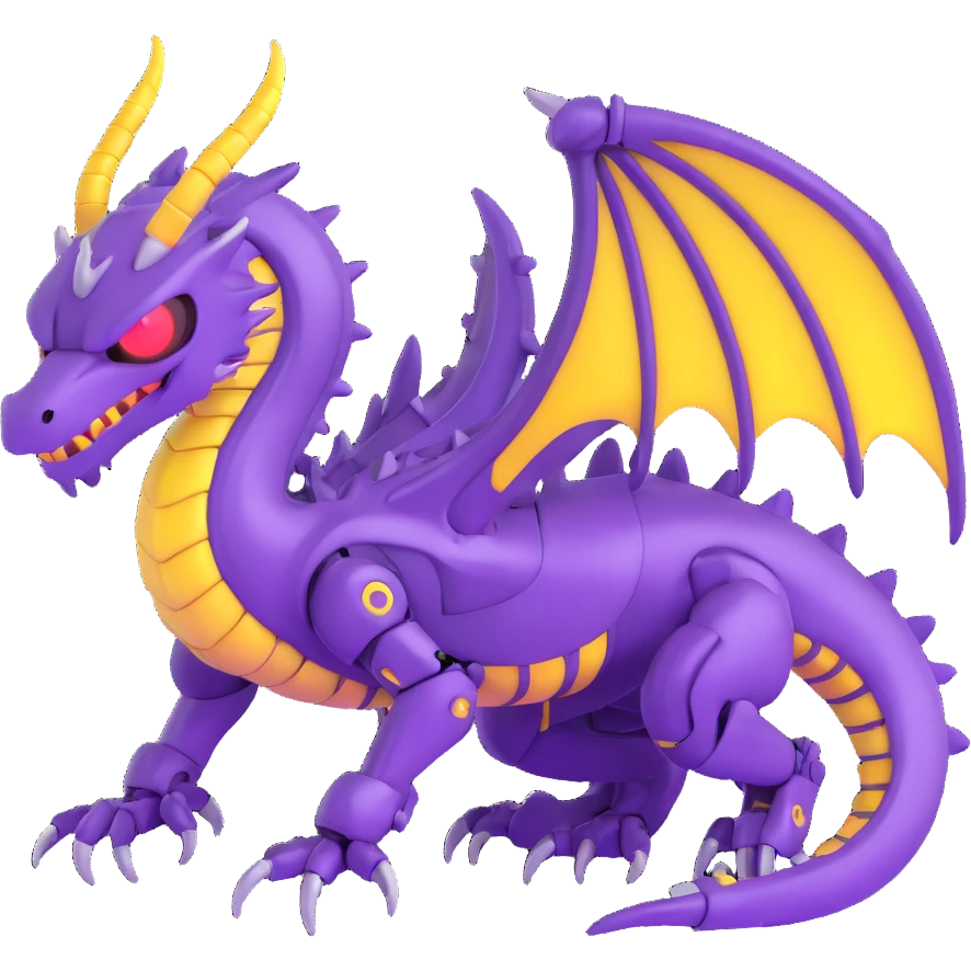purple robot dragon with metallic body and glowing eyes emoji