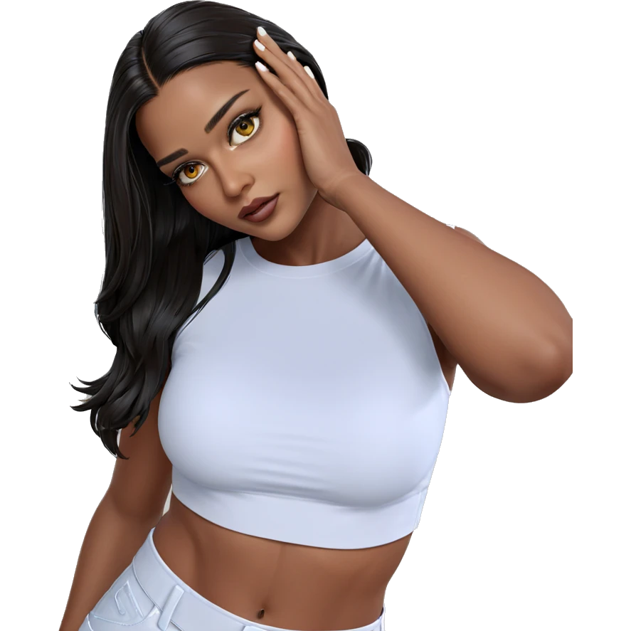 dark-skinned beauty in white outfit emoji