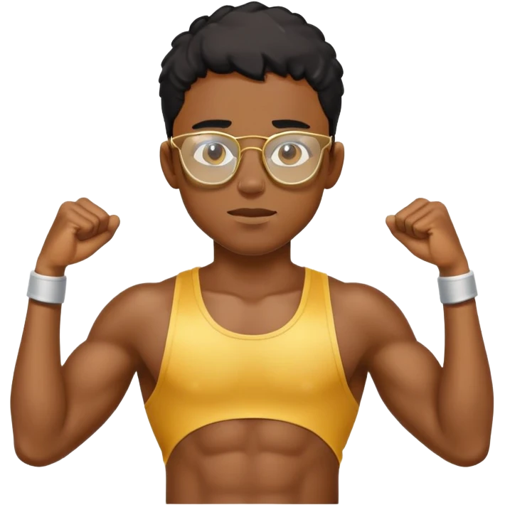 black boy gold glasses working out sweating emoji