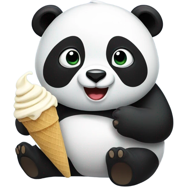Panda eating ice cream emoji