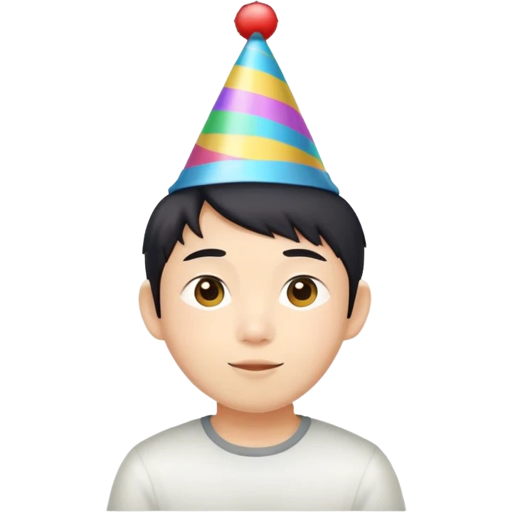 Wasian boy with party hat emoji