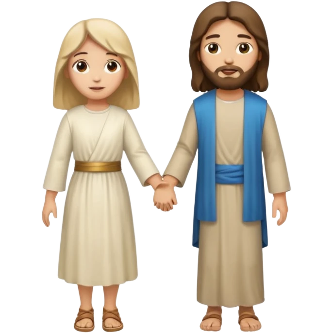 Jesus walking hand and hand with girl  emoji