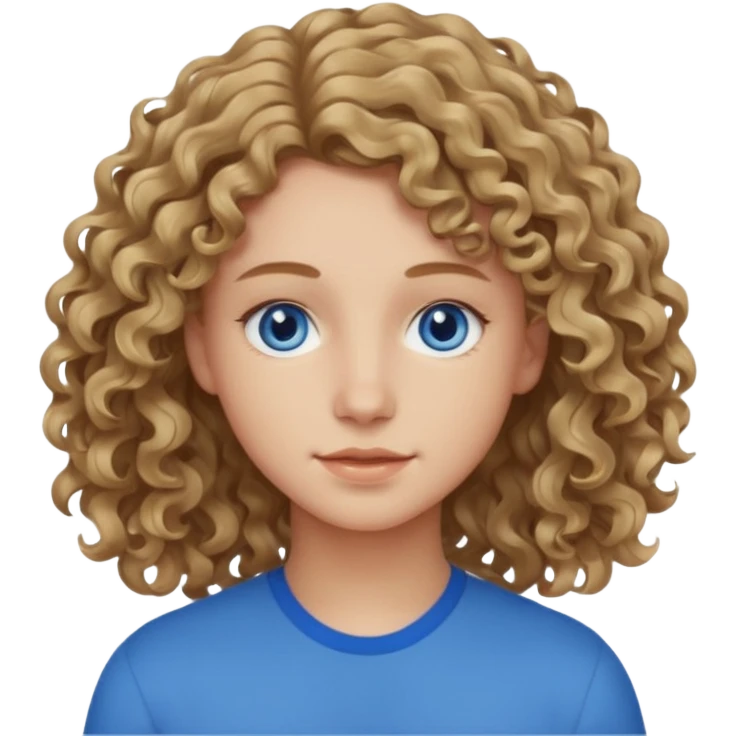 20 year old with wavy-curly dark blonde hair and blue eyes  emoji