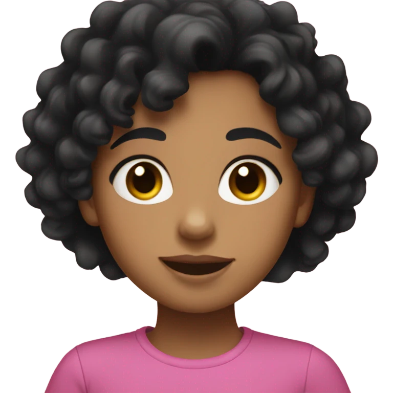 girl with black curly hair not afro just curly almost 3a type wearing black top  emoji