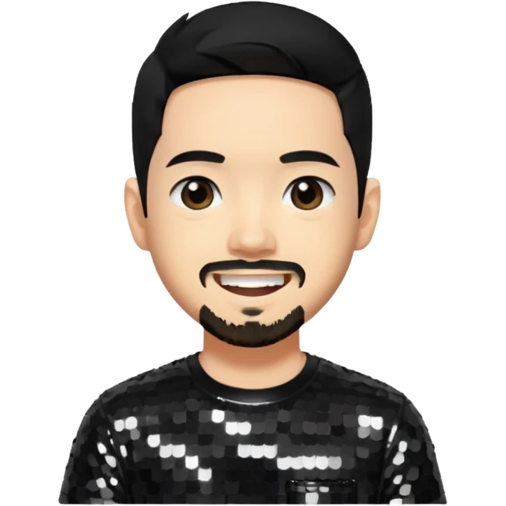 Mike Shinoda with black hair, black sequin shirt emoji
