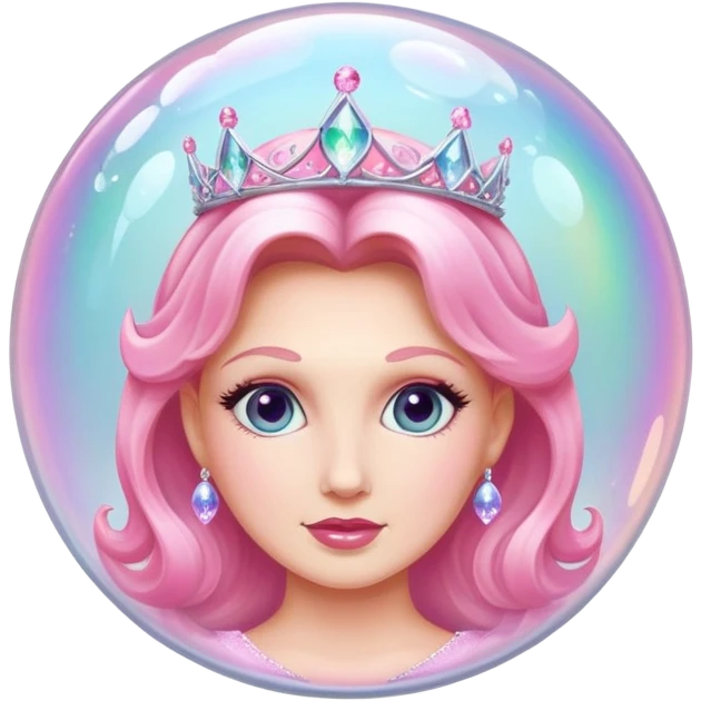 Glinda head in a bubble pink emoji