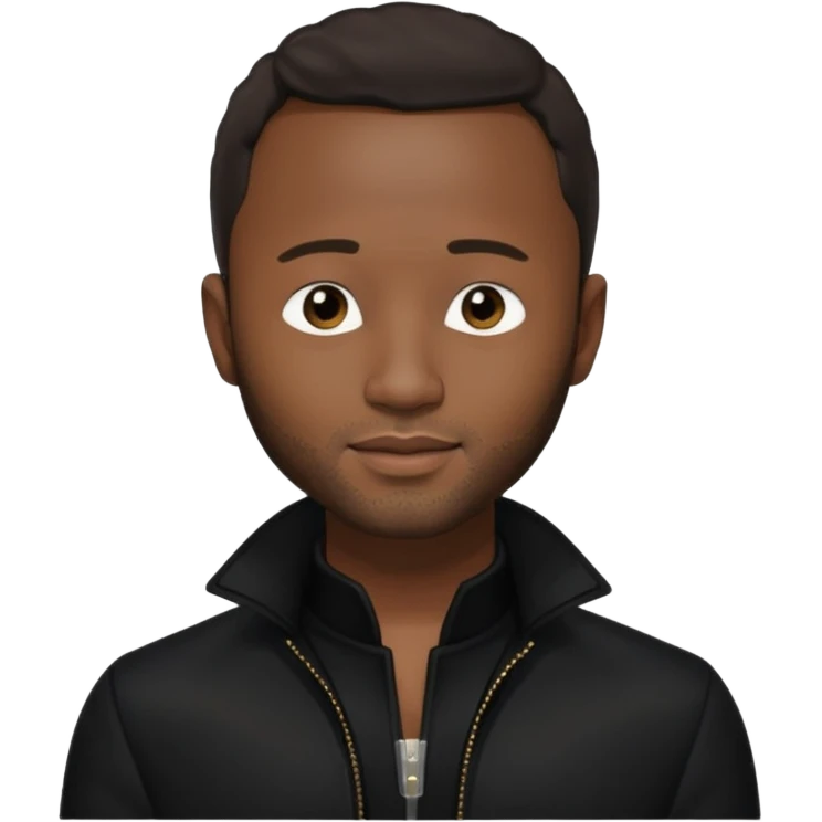 John Legend with dark brown long hair, black outfit emoji