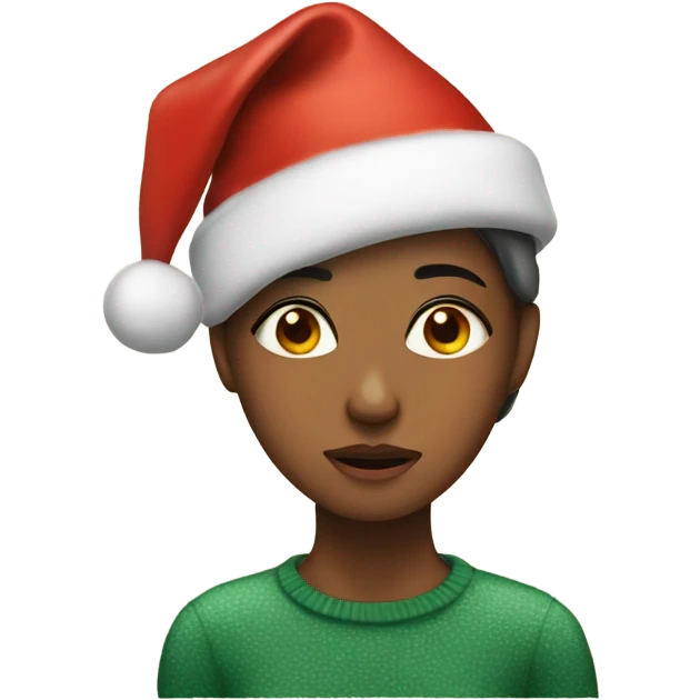 Girl with a Christmas hat that just woke up but is still tired emoji