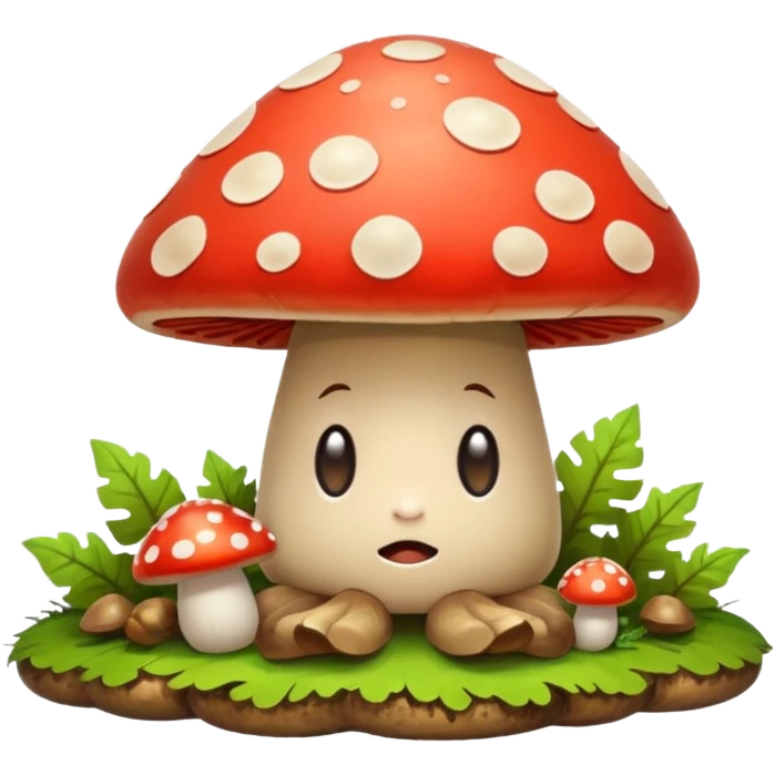woodland spirit lying on mushroom exhausted emoji