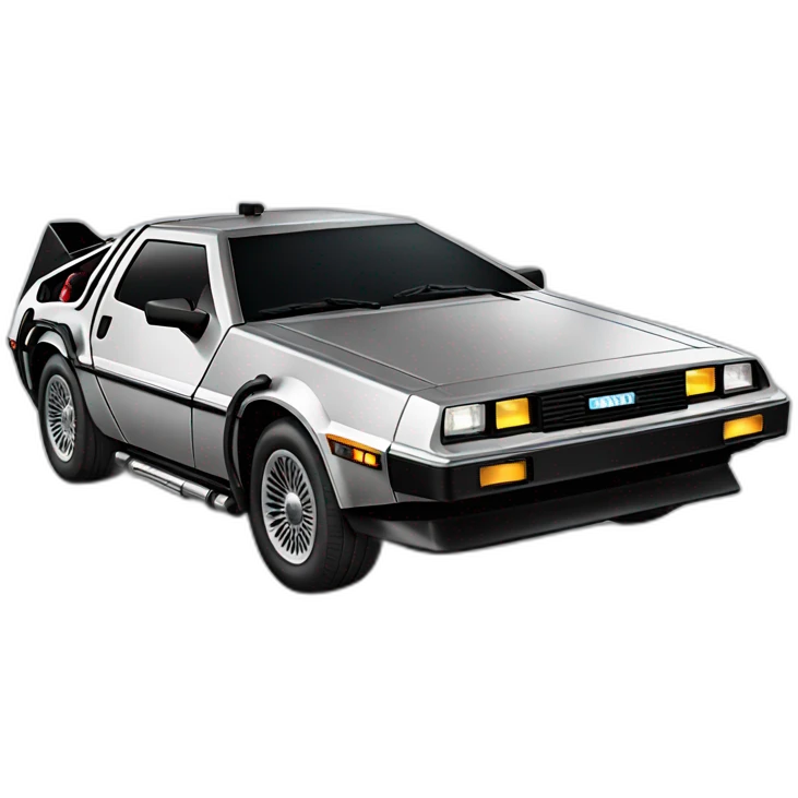 delorean with lightning emoji
