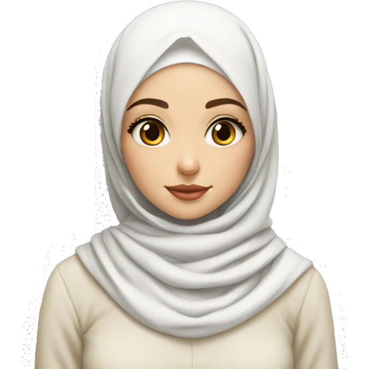 white hijabi girl has red cheeks long eye lashes and so cute girl casual outfits . white girl  emoji