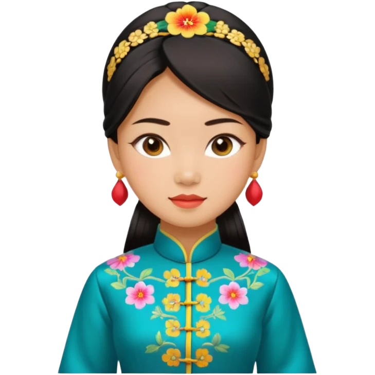 Asian girl wearing traditional ao dai Vietnamese clothes emoji