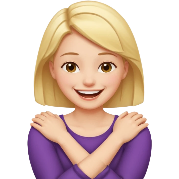arms crossed holding neck laughing girl emoji