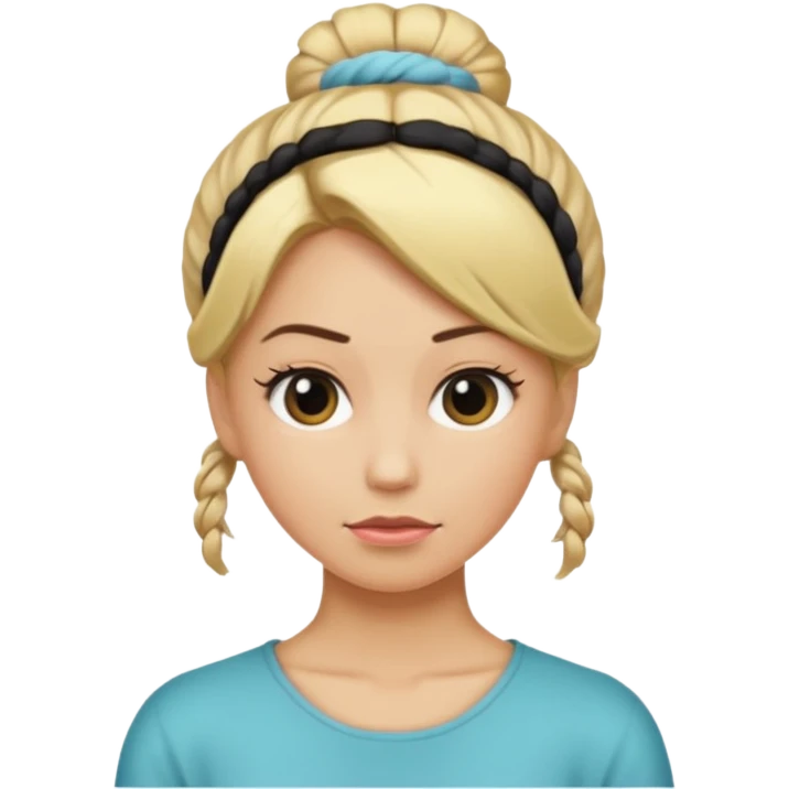 A woman with her hair tied up, blonde, who says "ma, cómo?" emoji