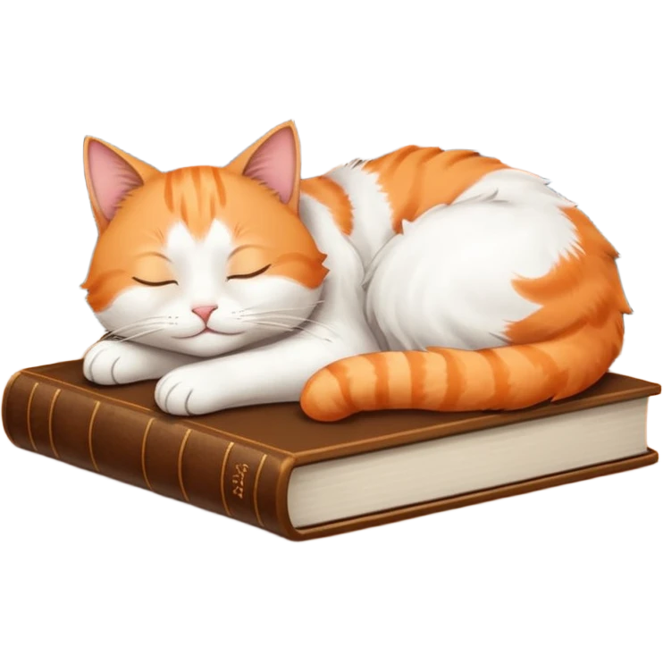 Cat sleeping on books emoji