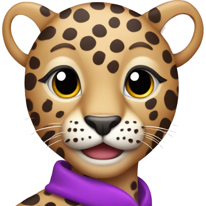 leopard with a bright purple coat and pink polka dots emoji