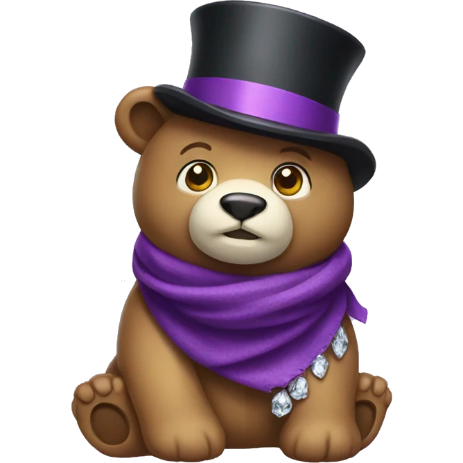 Diamond bear wearing tophat and purple scarf  emoji
