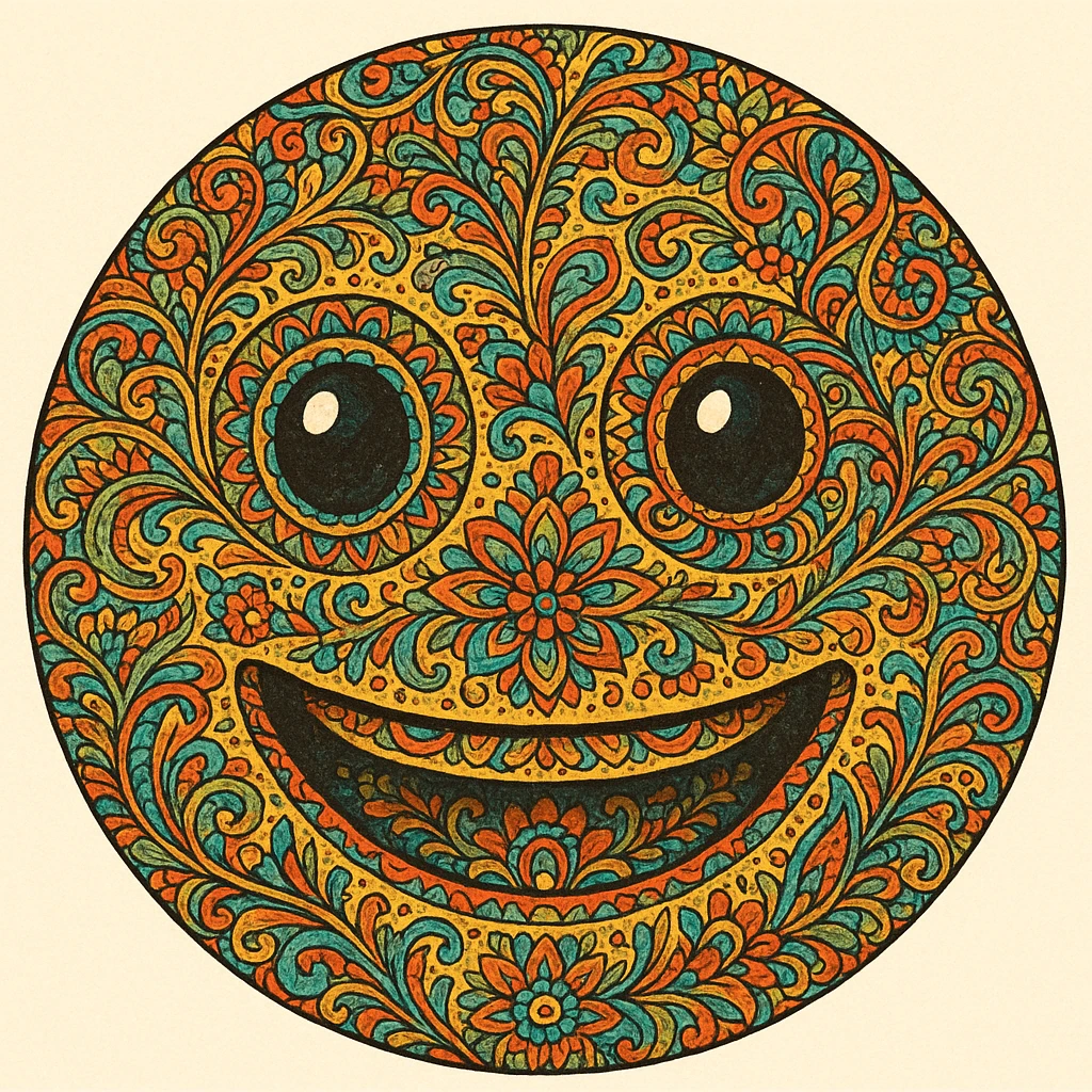 an emoji with many small details, overlapping motifs, and a visually dense, decorative style emoji