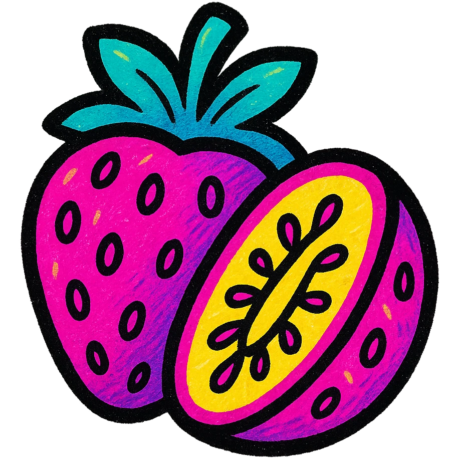 vibrant stylized emoji of a sliced strawberry, suitable as a sprite for a 2D fruit ninja game emoji