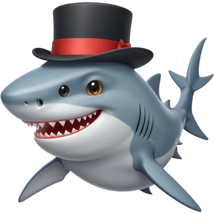 Shark with a top hat emoji