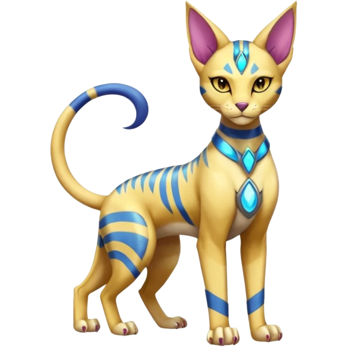 Modern furry anthro anthropomorphic futuristic shiny colorful Bastet-Sphynx-Lombax-Zeraora-Renamon-fusion (full body) emoji