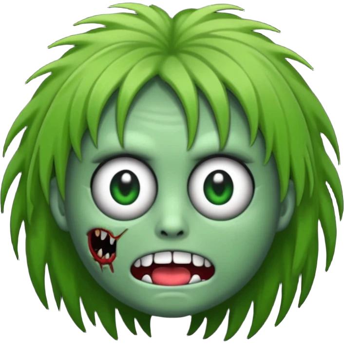 hazme un emoji lo más idéntico al de apple pero que sea un zombie con pelo largo negro y pestañas 🧟‍♀️ emoji