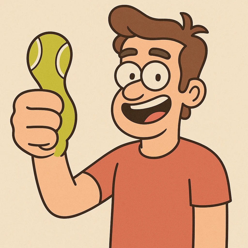 thumbs up in the shape of a tennis ball, flat toon style emoji
