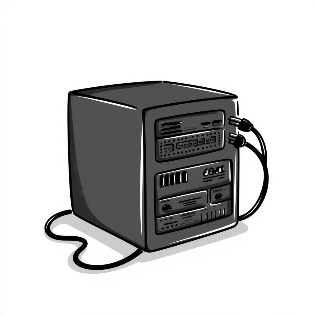hand-drawn doodle of a server box with cables emoji