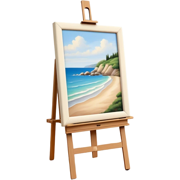 Cinematic Realistic image of a pristine canvas mounted on a sturdy wooden easel, with the canvas’ smooth surface and the easel’s detailed grain rendered in soft natural light, evoking a quiet moment of creative anticipation emoji