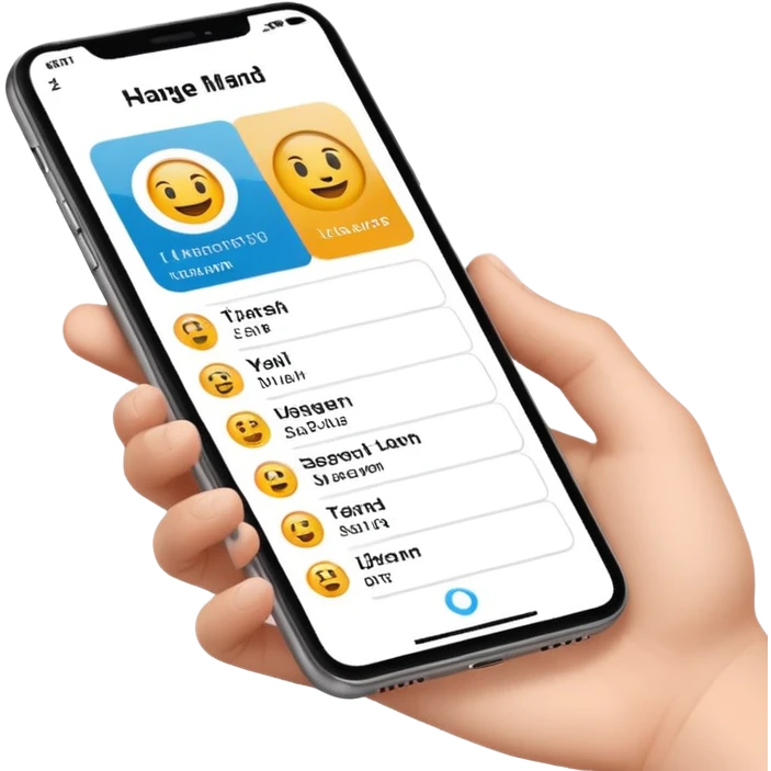 digital busniess card on a phone screen in english written emoji